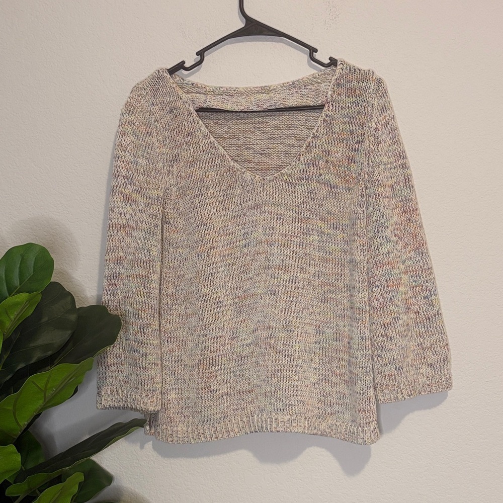 LOFT Multicolor Knit Sweater Size Small | Cozy Neutral Pullover - Picture 6 of 6